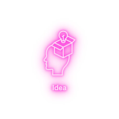 Poster - Brain bulb gift neon icon