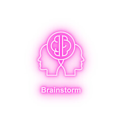 Poster - Brainstorm idea head neon icon