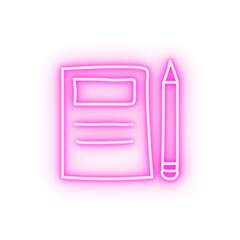 Poster - notebook and pencil sketch neon icon