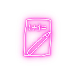 Poster - mathematical exercise on a sheet sketch neon icon