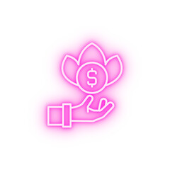 Poster - Bribe hand money neon icon