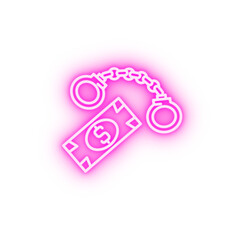 Poster - Bribe handcuffs clamp money neon icon
