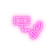 Poster - Bribe money hand neon icon