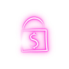 Poster - bag with money sketch style neon icon