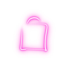 Poster - shopping bag sketch style neon icon