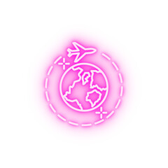 Poster - Travel earth airplane neon icon