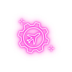 Poster - Airplane gear airport neon icon