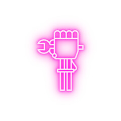 Poster - Industrial robot artificial intelligence concept line neon icon