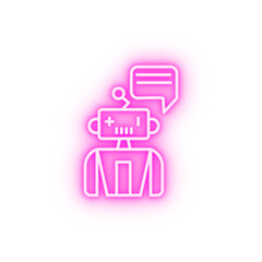 Fototapete - Assistant robot machine concept line neon icon