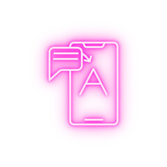 Fototapete - Mobile translate concept line neon icon