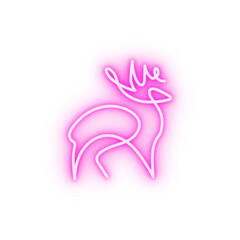 Poster - Deer one line neon icon