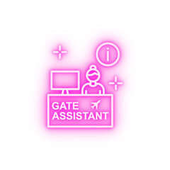 Poster - Gate assistant info airport neon icon