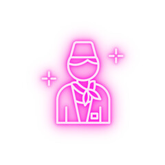 Poster - Flight attendant airport neon icon