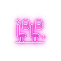 Poster - Eco class chair airport neon icon