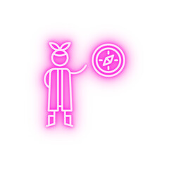Poster - Compass adventure neon icon