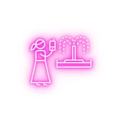 Poster - fountain selfie adventure neon icon
