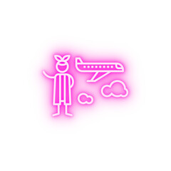 Poster - Air plane adventure neon icon