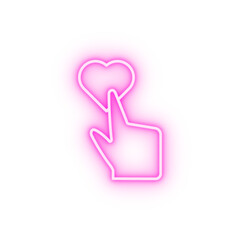 Poster - Touching heart add touch neon icon
