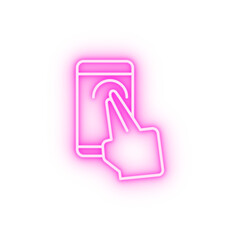 Poster - Smartphone hand touch neon icon