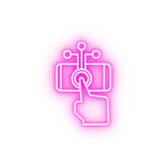 Poster - Smartphone hand touch gestures neon icon