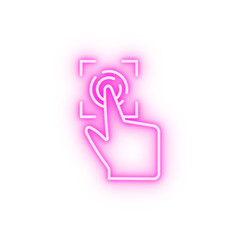 Wall Mural - Finger push touch neon icon