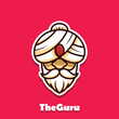 Iconic logo design featuring guru in cartoon style.