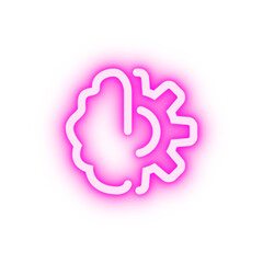Poster - Brain gear neon icon