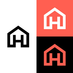 Monogram letter H with real estate logo design vector