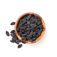 Canvas Print - Wooden bowl with raisins as ingredient for tasty dessert