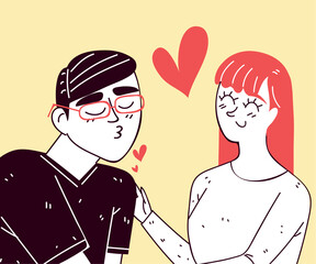 Sticker - smiling couple, line art