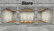 Modern Empty Store Front with Big Arch Windows