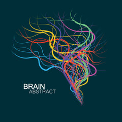 Wall Mural - Abstract colorful brain with chaotic lines. Vector