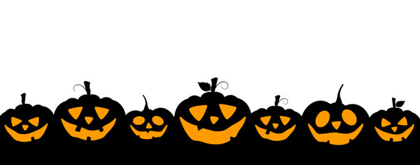 Halloween banner with pumpkins. Vector illustration. Cartoon