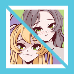 Sticker - anime teen girls