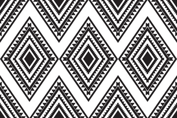 Wall Mural - Geometric ethnic pattern seamless for background or wallpaper. Vector illustration. Design for carpet, wrapping, fabric, textile and more. Black and white