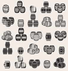 Wall Mural - Barrels collection set. Collection icon barrels. Vector