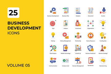 Poster - Business Development icons collection.