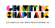 Geometric shape font color alphabet letters. Modern logo typography. Modular typographic design for logo, headline, cover title, monogram, lettering, and branding type. Isolated vector typeset