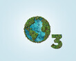 O3 - world ozone day concept design with green globe. Ozone day 3d illustration background.
