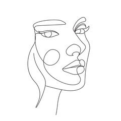 Wall Mural - One line-art woman faces elegant linear drawing illustration 