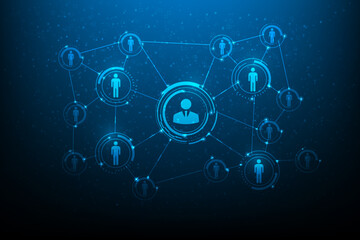 human resources recruitment with icon person technology digital. unemployment and online interviews. job search and vacancy work.hiring employee, new team member.vector illustration digital fantastic.