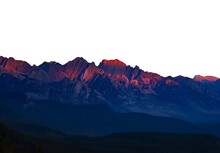 Isolated Colorful Rocky Mountains At Sunset