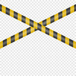 © gomolach - Vector Black and Yellow Warning, Danger Stop Tape Isolated. Crossed Danger, Caution Tape Sign
