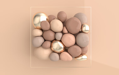 Poster - Dynamic abstract pastel colored 3d rendering background with soft spheres.