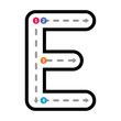 © TukTuk Design - Tracing Alphabet uppercase capital letter E prewriting dotted line element for kindergarten, preschool and Montessori school kids worksheet for handwriting practice activity.