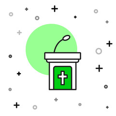 Poster - Filled outline Church sermon tribune icon isolated on white background. The podium of the preacher in the church. Vector