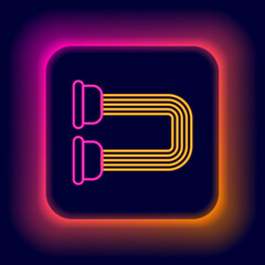 Wall Mural - Glowing neon line Chest expander icon isolated on black background. Colorful outline concept. Vector