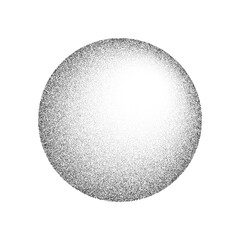 Poster - Grain circle gradient. Stippled round shape. Radial stochastic dotwork texture. Random grunge noise background. Black dots sphere. Halftone vector 