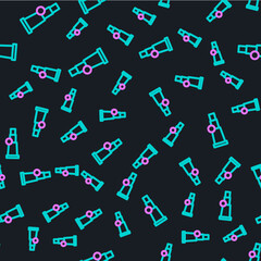 Poster - Line Telescope icon isolated seamless pattern on black background. Scientific tool. Education and astronomy element, spyglass and study stars. Vector