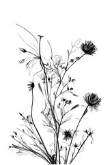 Wall Mural - Wild flowers - drawing